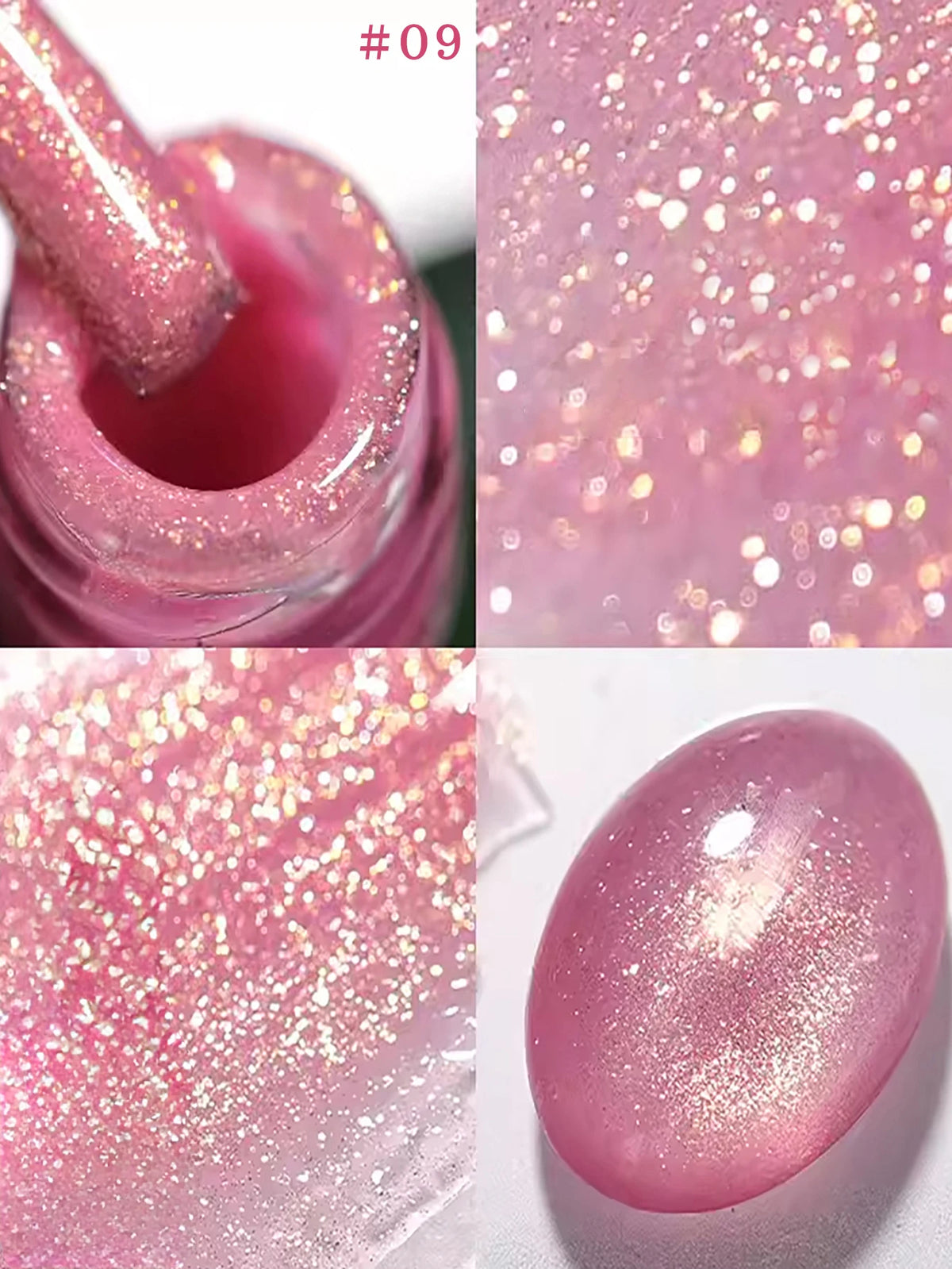MN 1-9PCS Pink Blue White Green Color Series Gel Nail Polish With Strobe Glitter Brocade Diamond Gel Polish