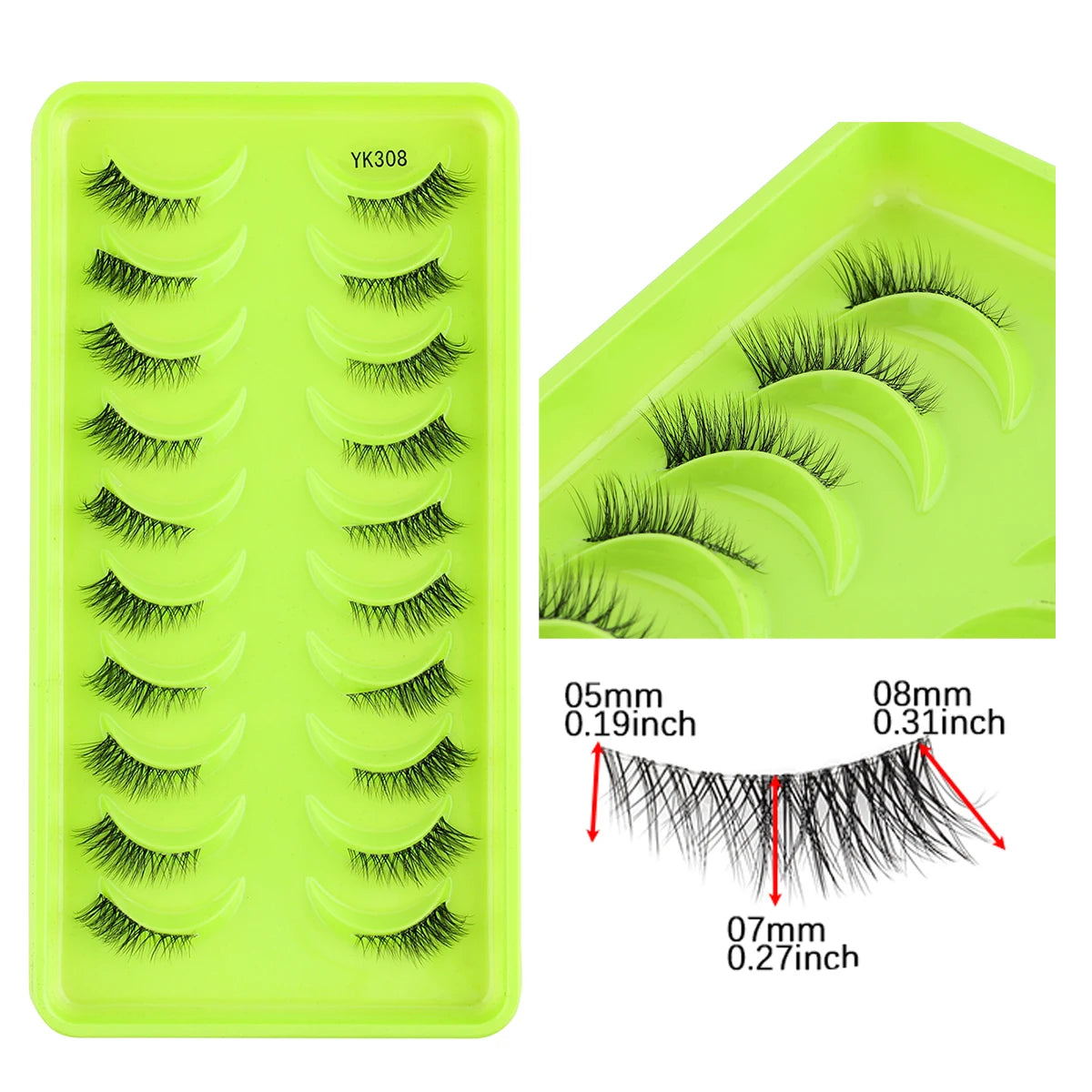 6/10 Pairs Half Lashes 3D Mink Lashes Faux Mink Fluffy Lash Soft Full Thick Wispy Eyelash Dramatic False Eyelashes Makeup