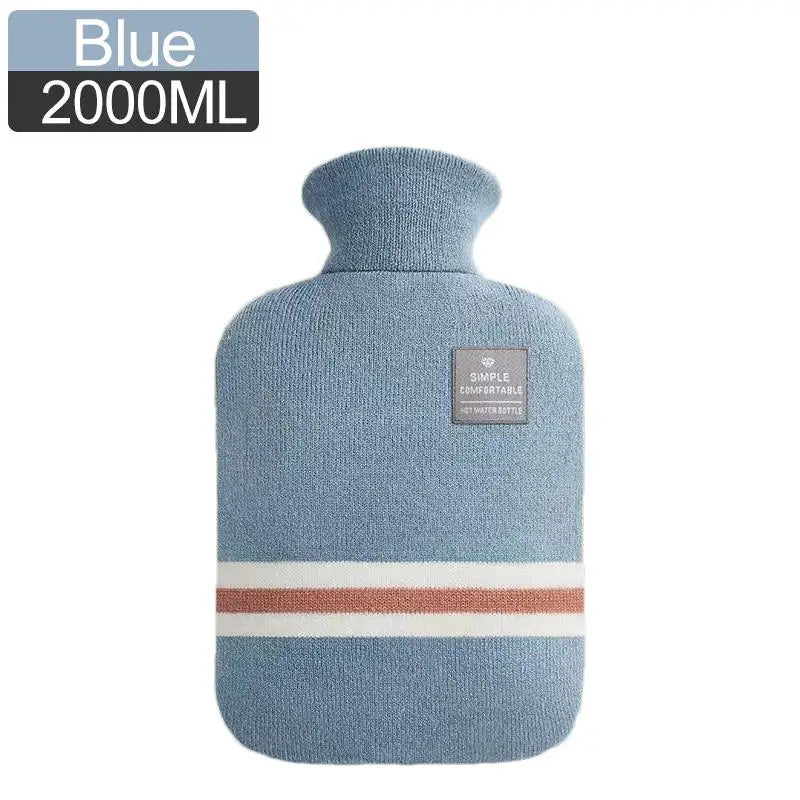 1L Or 2L Hot Water Bottle With Knitted Cover Large Capacity Hot Water Bag For Female Warm Belly Hands Inject Water Hot Water Ba