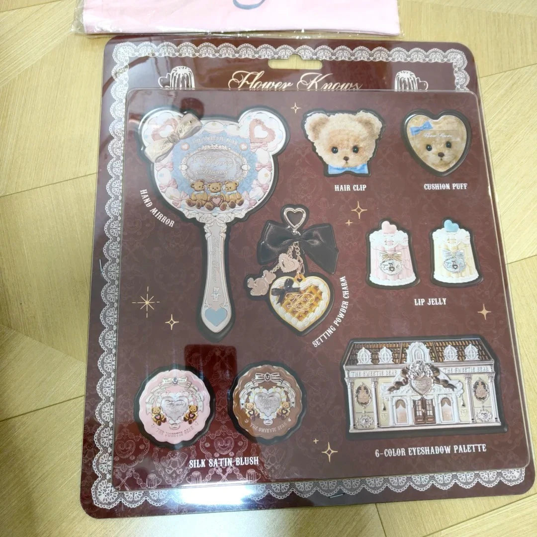 Flower Knows Pop Up Store Limited Edition Sweetie Bear Eyeshadow Blush Lip Jelly and Mirror Cute Xmas Makeup Gift Set for Girls