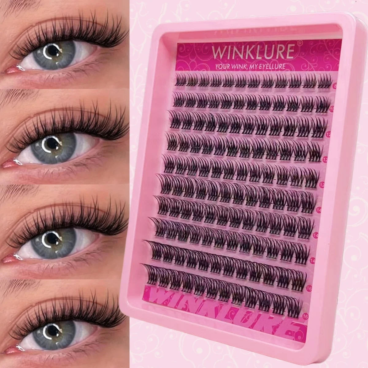 WINKLURE Clusters of False Eyelashes, 8-16Mm, Natural And Thin, Reusable, Perfect for Halloween, Christmas, Valentine'S Day Gift