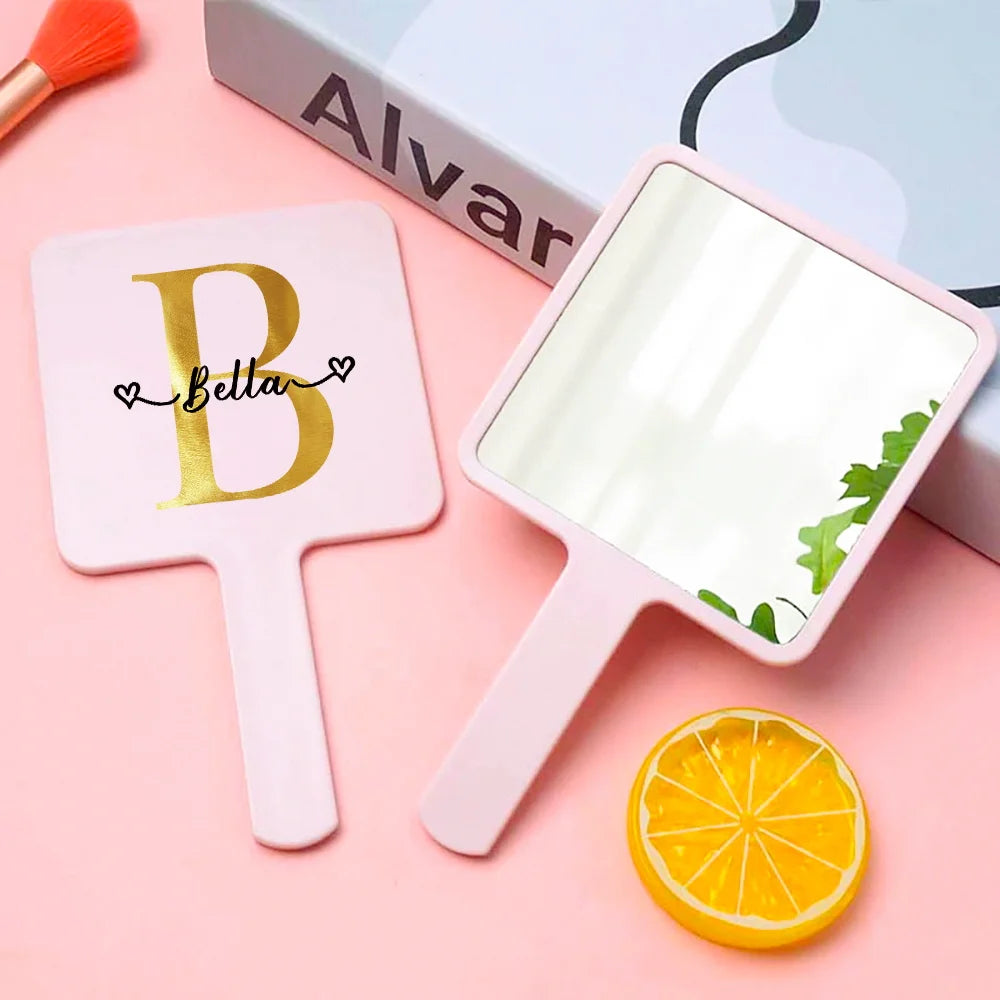 Customized Name Handheld Makeup Mirror Portable Vanity Mirror Personalized Compact Mirror Beauty Tools Engraved for Travel Use