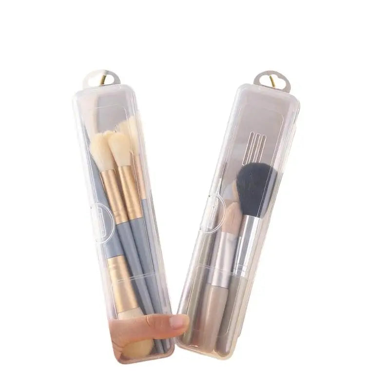 3PCS Transparent Makeup Brush Organizer CaseTravel Cosmetic Brush Storage Box Dustproof Snap-Close Holder With Hanging Loop