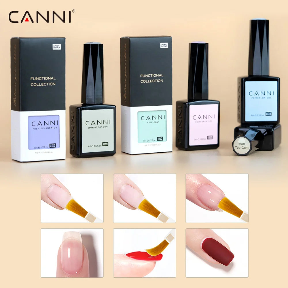 CANNI Hema Free Nail Gel Polish Christmas Red Color Collection Semi Permanent Nail Dehydrator Primer 9ml French Gorgeous Color
