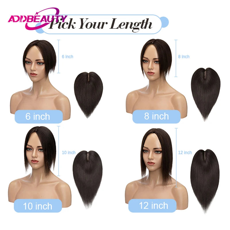 Silk Base Women Toupee Indian Human Hair Wigs Straight Clips in Human Hair Extension 7x11cm Real Human Hairpiece Natural Topper