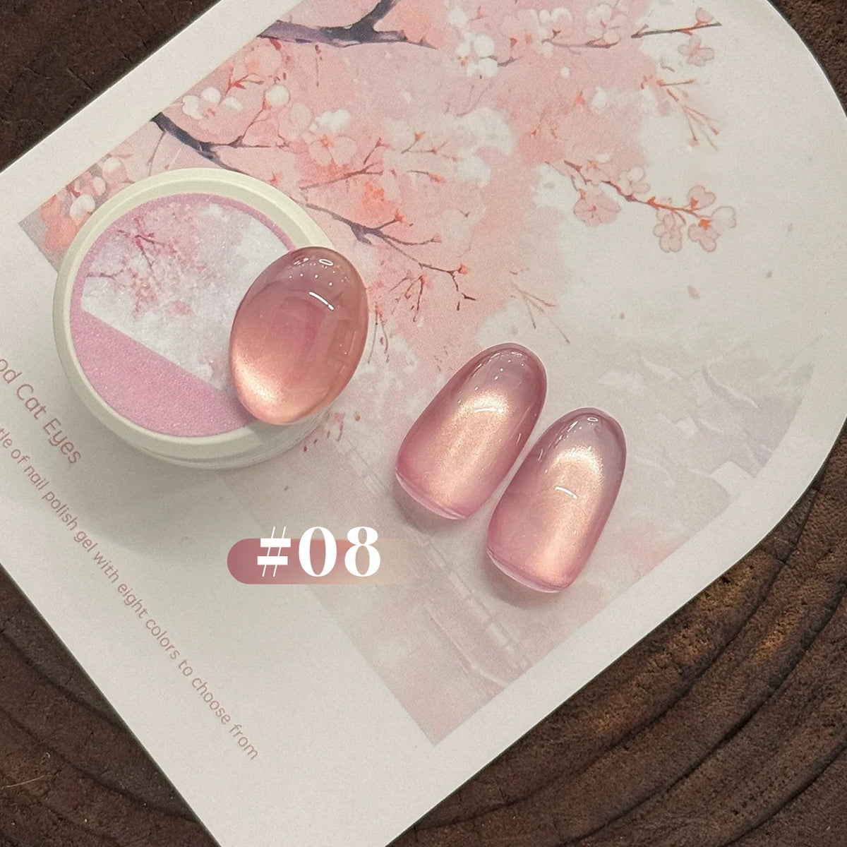 MN 10ML 1-16PCS Moonlight Ballet Magnet Cat Eye Nail Polish Gel Nude Pink Style With Gold Glass Beads Cat Eye Look Nail Polish