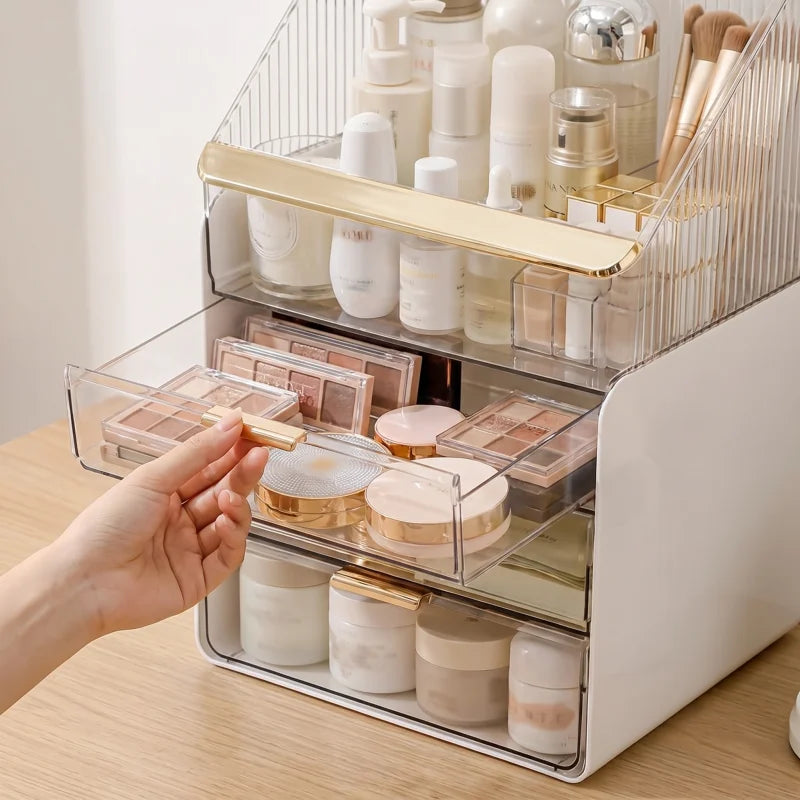 Makeup Organizer Countertop with Lid 3 Tiers Clear Skincare Cosmetic Display Storage Case for Vanity Bedroom Bathroom Dresser
