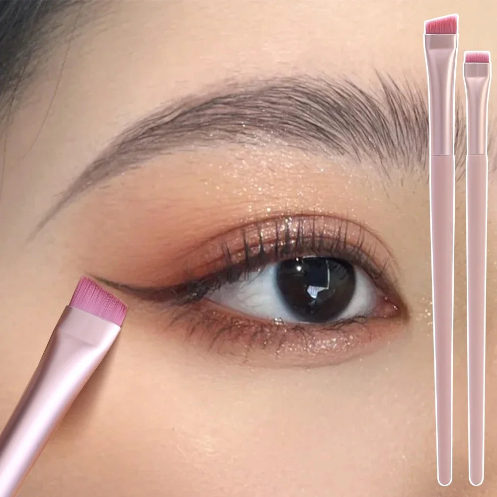Pink Black Eye Makeup Brushes Flat Eyebrow Eyeliner Brush Professional Angled Wooden Eyeshadow Brushes Make Up Cosmetics Tools
