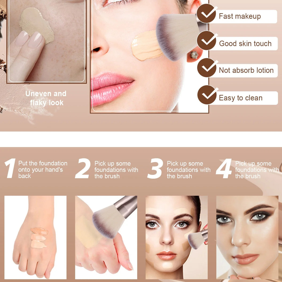 54PCS Makeup Tools: 30PCS Brush Set + 10PCS Makeup Sponges + 10PCS Powder Puffs + 4PCS Tools