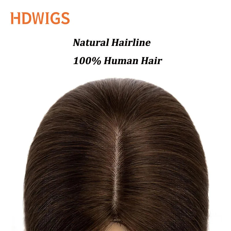 Silk Top Base Women Toupee Human Hair Wigs Straight Swiss Lace Toppers for Women Natural Human Hair Wig Silk Base Human Hairline