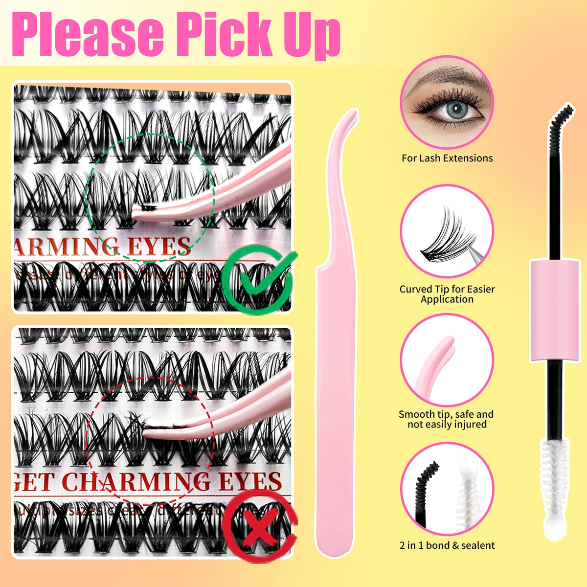 LAKANAKU Manga DIY Lashes Book Lash Cluster Tray Bottom Clusters Volume Set Eyelash Extensions Individual Eyelashes