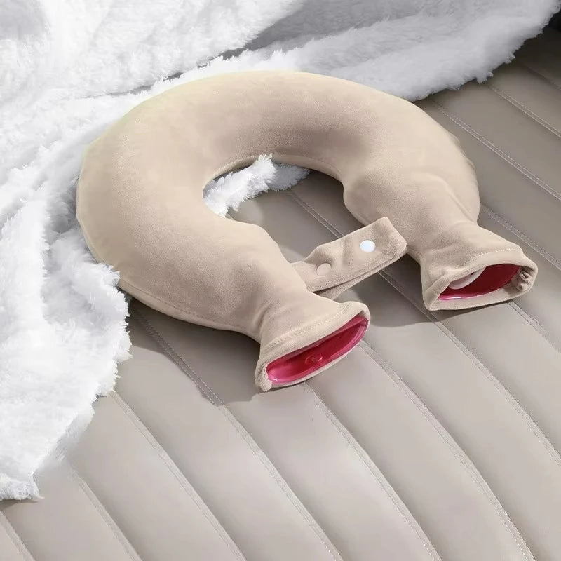 U-shaped Hot Water Bag for Neck Soft Plush Neck Warmer Hot Water Bottle Winter Warming Supplies Hot Cold Compress Physiotherapy