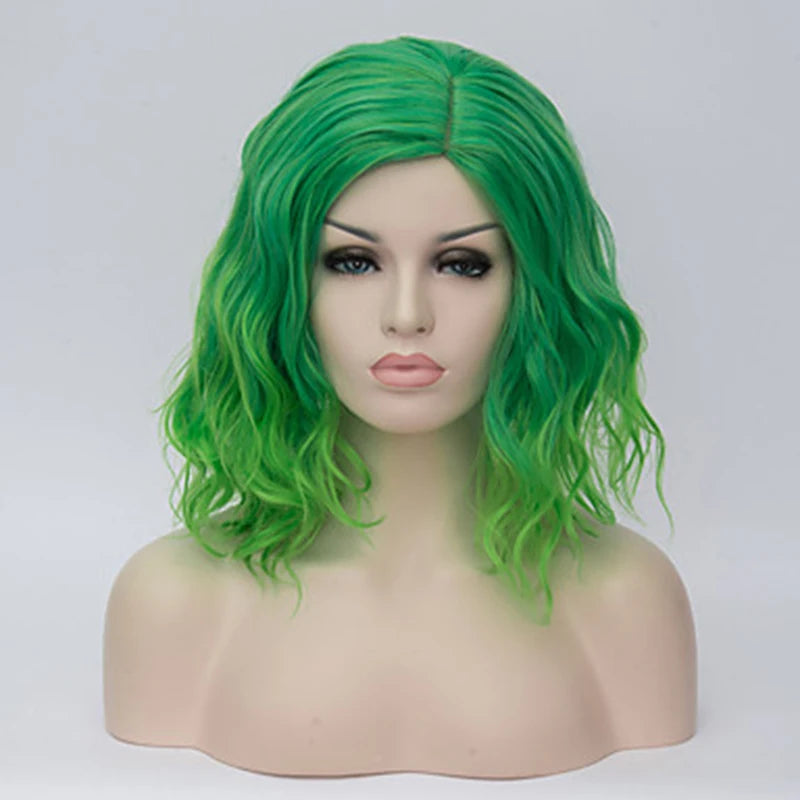 HAIRJOY Black White Wigs for Women Blue Pink Purple Green Multicolored Synthetic Hair Wig Cosplay Wigs Halloween