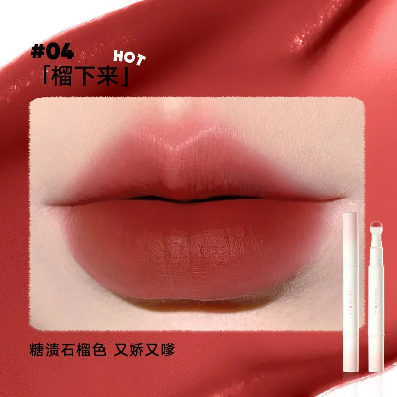 Judydoll Hydrating Non-sticky Lip Powder Cream Cushion Lipstick Matte Lip Stain White Lipsticks Light Lines Lip Clay Cosmetics