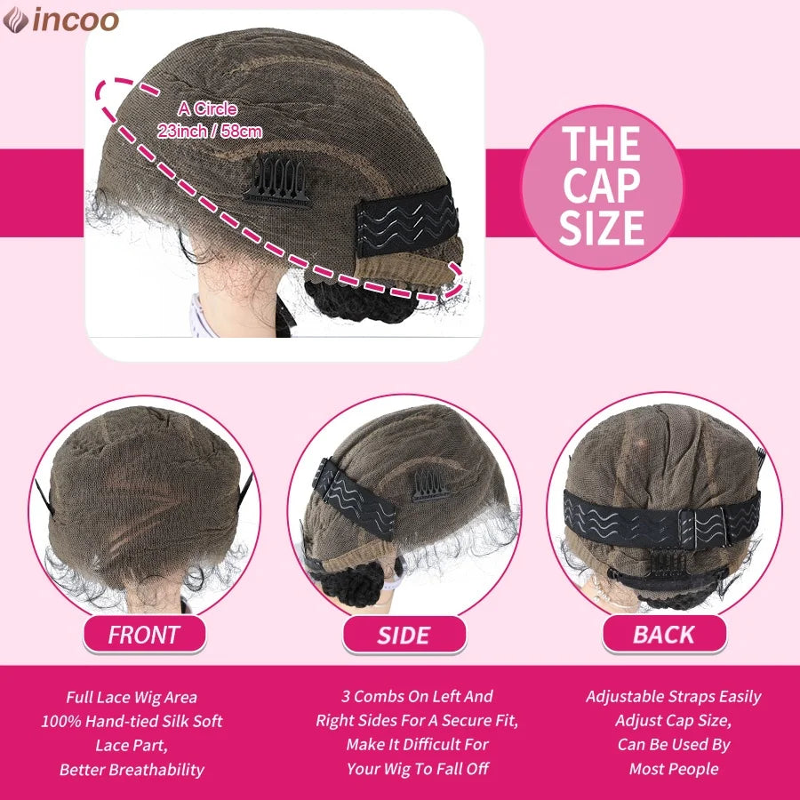 Short Bantu Knotless Braided Wigs Synthetic Full Lace Wig Box Braids Low Buns Wig Glueless Cornrow Braiding Hair Wigs For Women