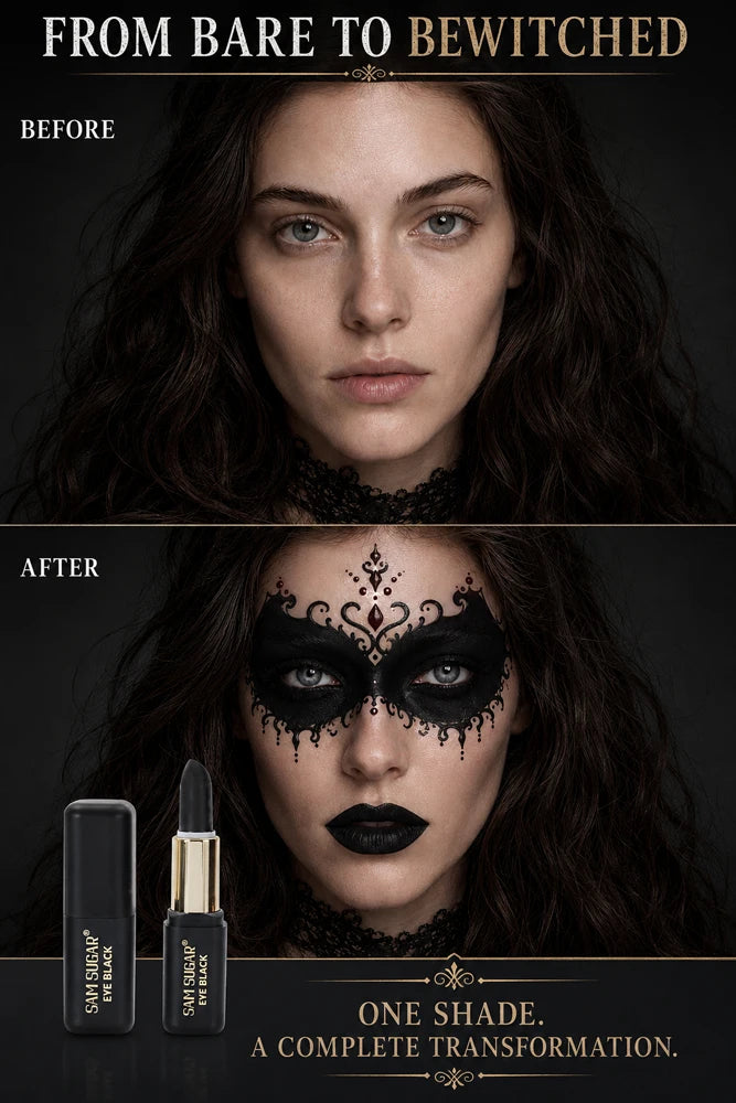 2PCS Halloween Black Face Paint Sticks, Matte Eye Black Makeup for Gothic Vampire Skull Cosplay Costume Party SFX Face Paint Kit