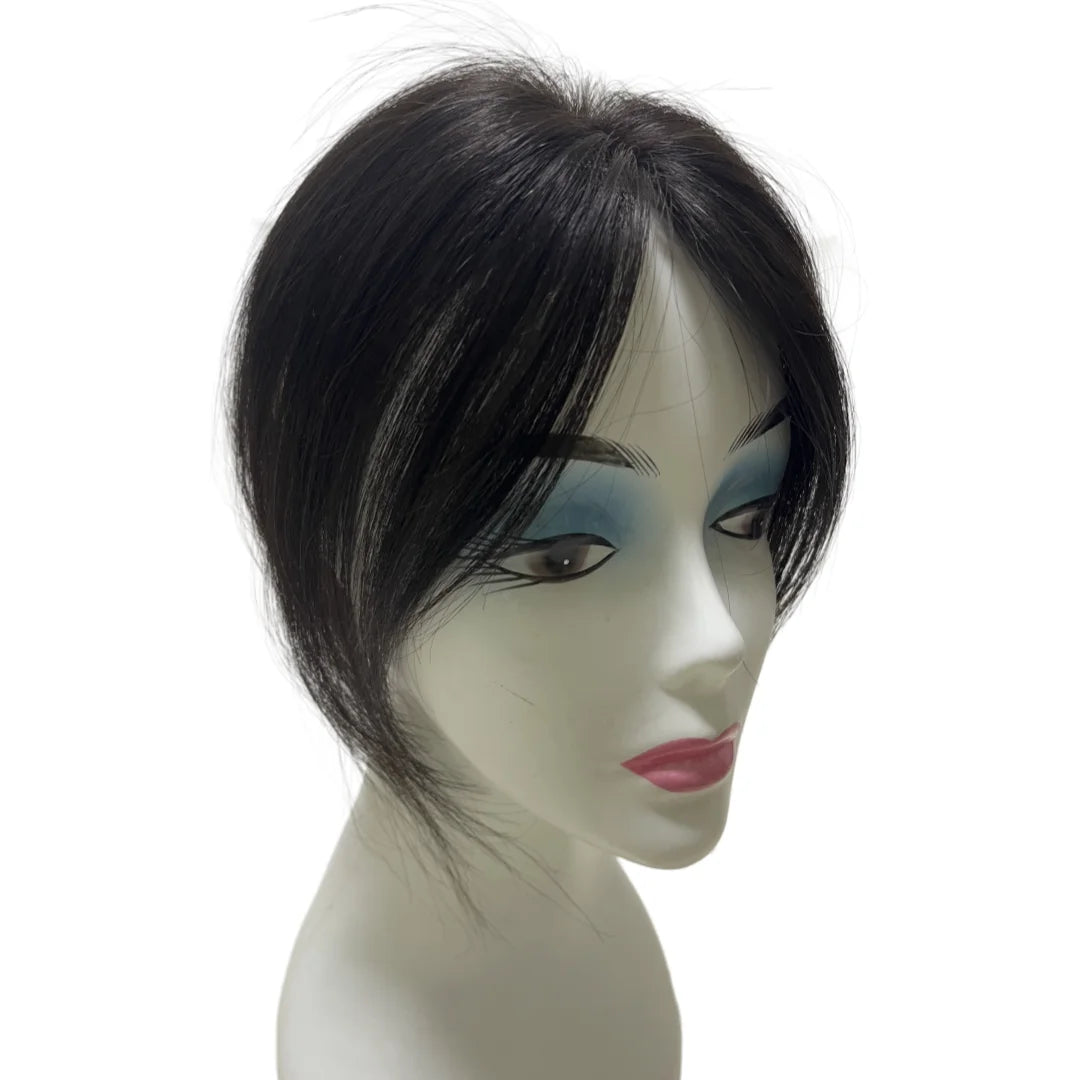 Ultra-Thin Mesh Hair Toppers 8x11cm Clip-In Bangs Hairpiece for Women Fluffy Real Hair Increase Volume Cover White Hair