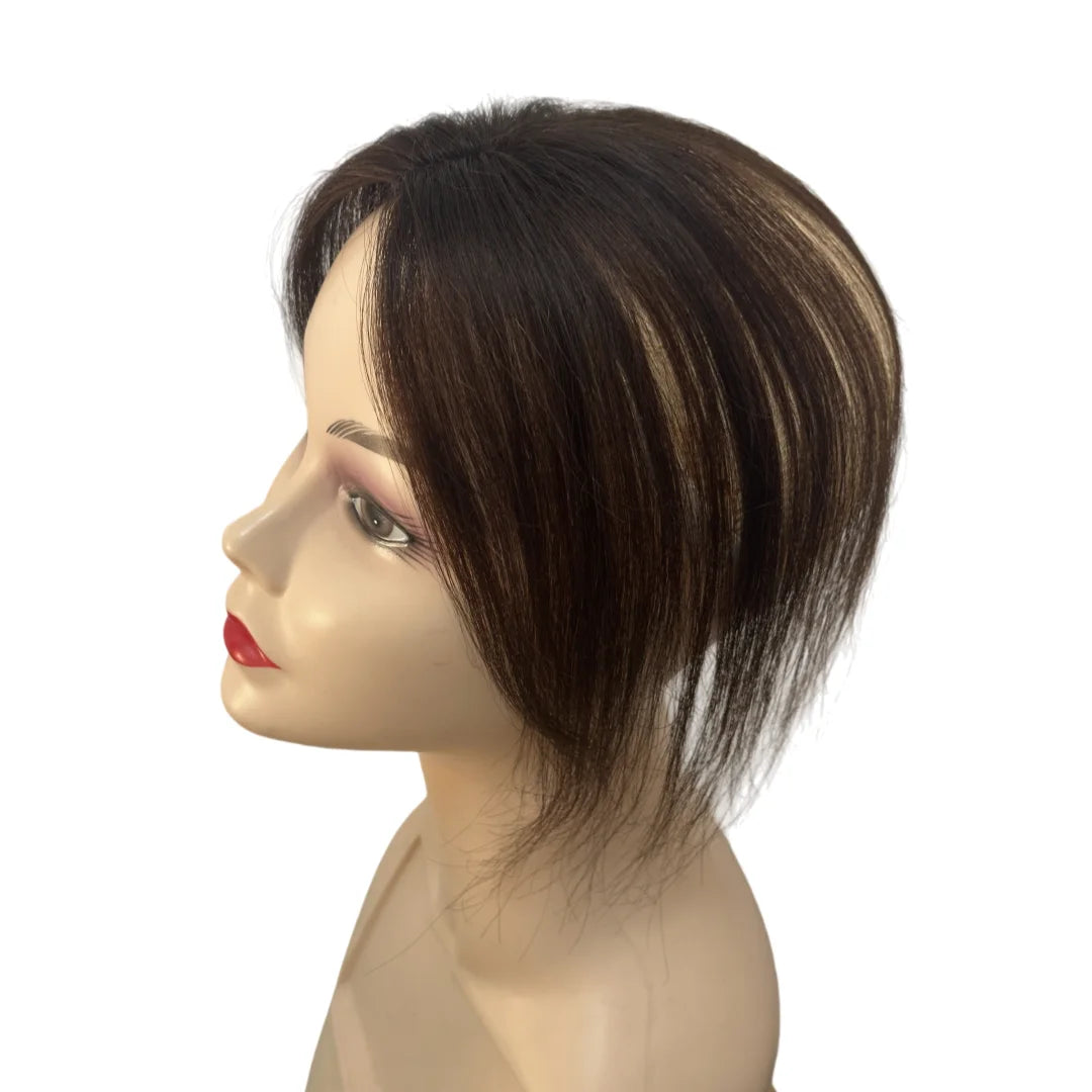 Invisible Human Hair Topper With Bangs Magic Tape Design Handmade Forehead Hairline Lace No Clips Bangs New Style