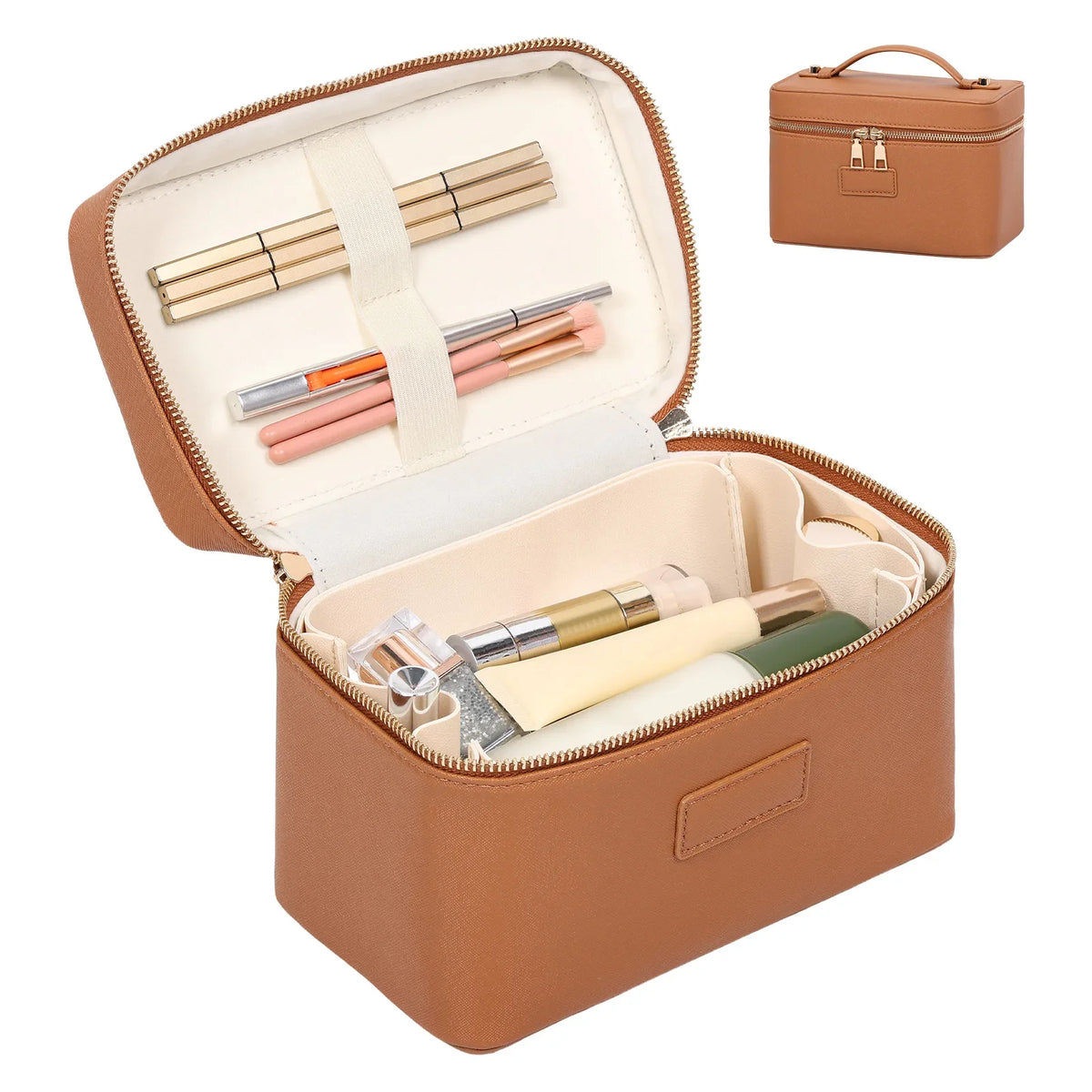 PU leather Cosmetic Bag Women Vanity Case Large Capacity Luxury Portable Travel Toiletry Bags Makeup Organizer