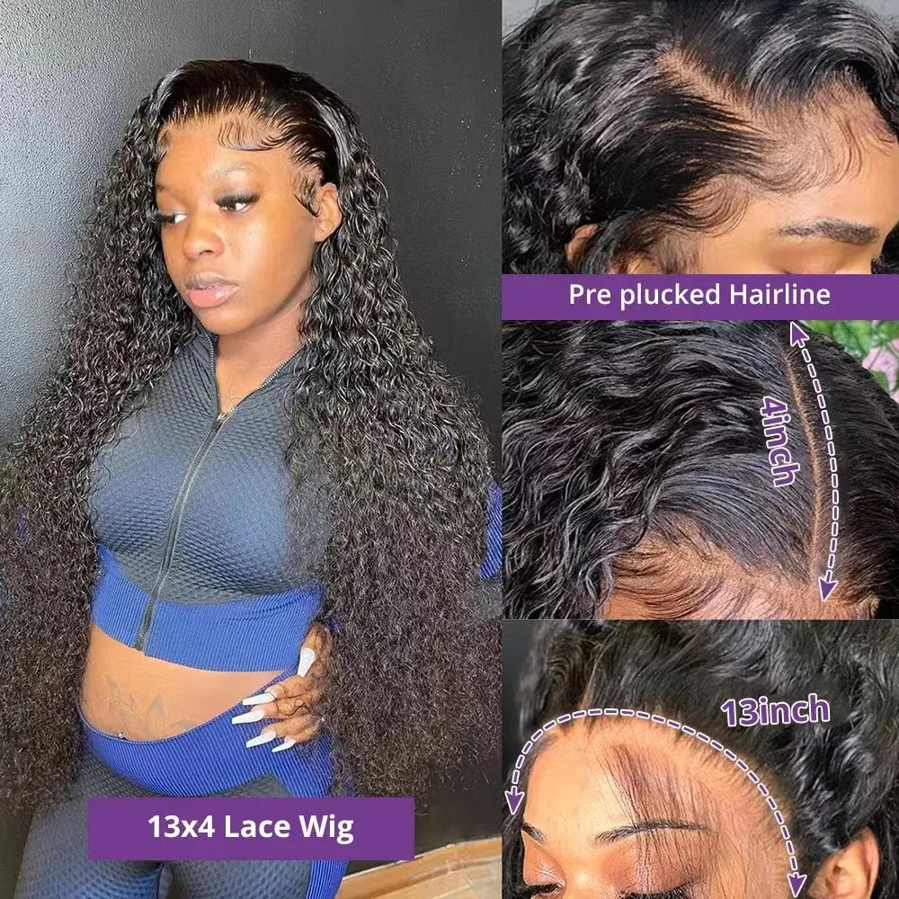 Deep Wave 13x6 HD Lace Front Wigs 13x4 HD Transparent Lace Frontal Wig 360 Curly ≥98% Human Hair Wig 4x4 5x5 Pre Plucked Lace