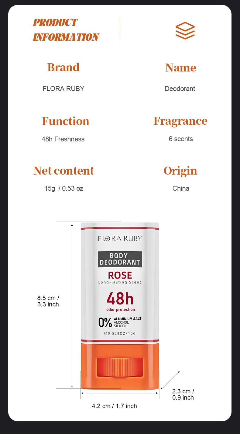 6Pcs/set Deodorant Women Men & Solid Perfume 48H Sweat Proof Deodorizing，Dry & Refreshing Sports Fragrances Scent Set