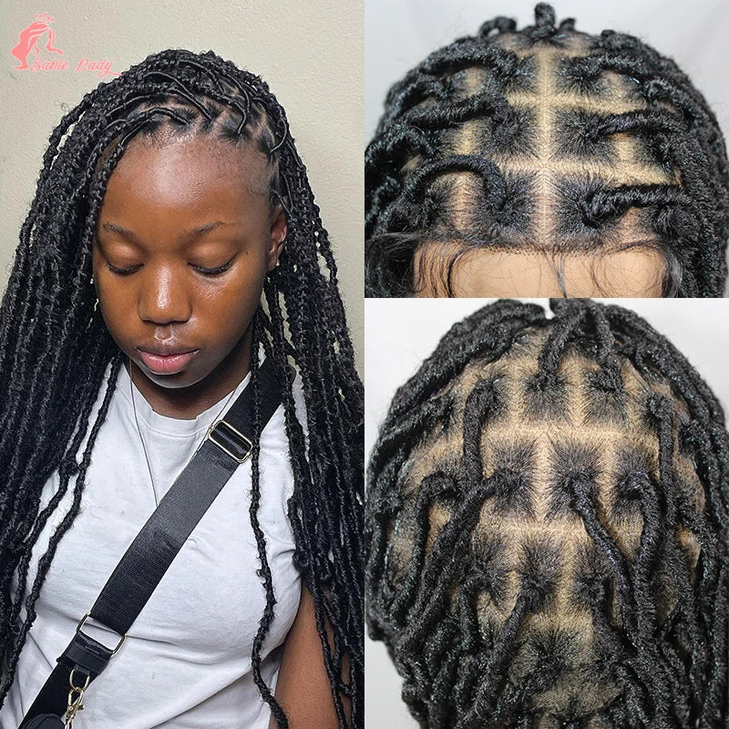 Long 40" Synthetic Knotless Braided Wigs Dreadlock Locs Braids Wigs for Black Women Twist Box Braids Full Lace Front Wig African