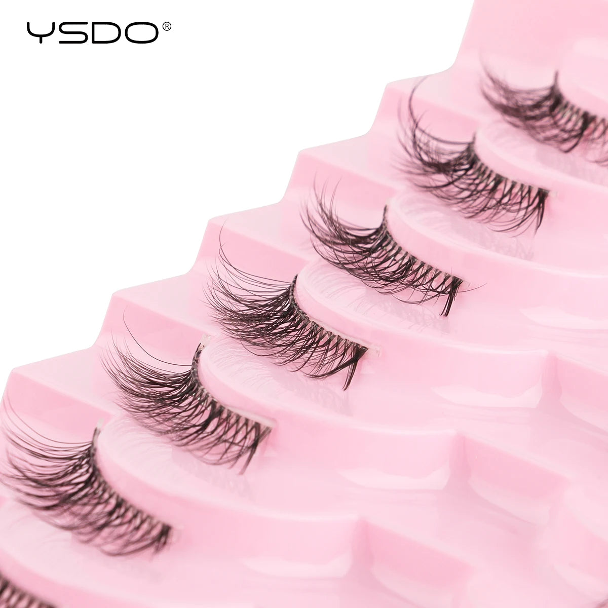 YSDO 5/10 Pairs Half Lashes Cat Eyelashes Soft Natural Clear Band False Lashes Natural Wispy Faux 3d Mink Eyelashes Makeup Tools