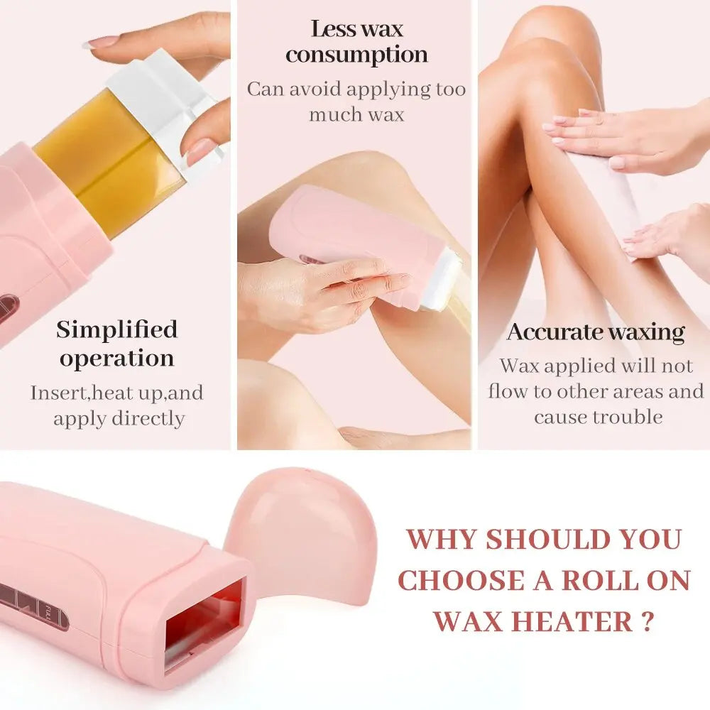 Roll On Waxing Kit With Wax Cartridges and Wax Strips 3 in 1 Soft Wax Heater Kit Hair Removal Wax Paper Waxing Kits Warmer