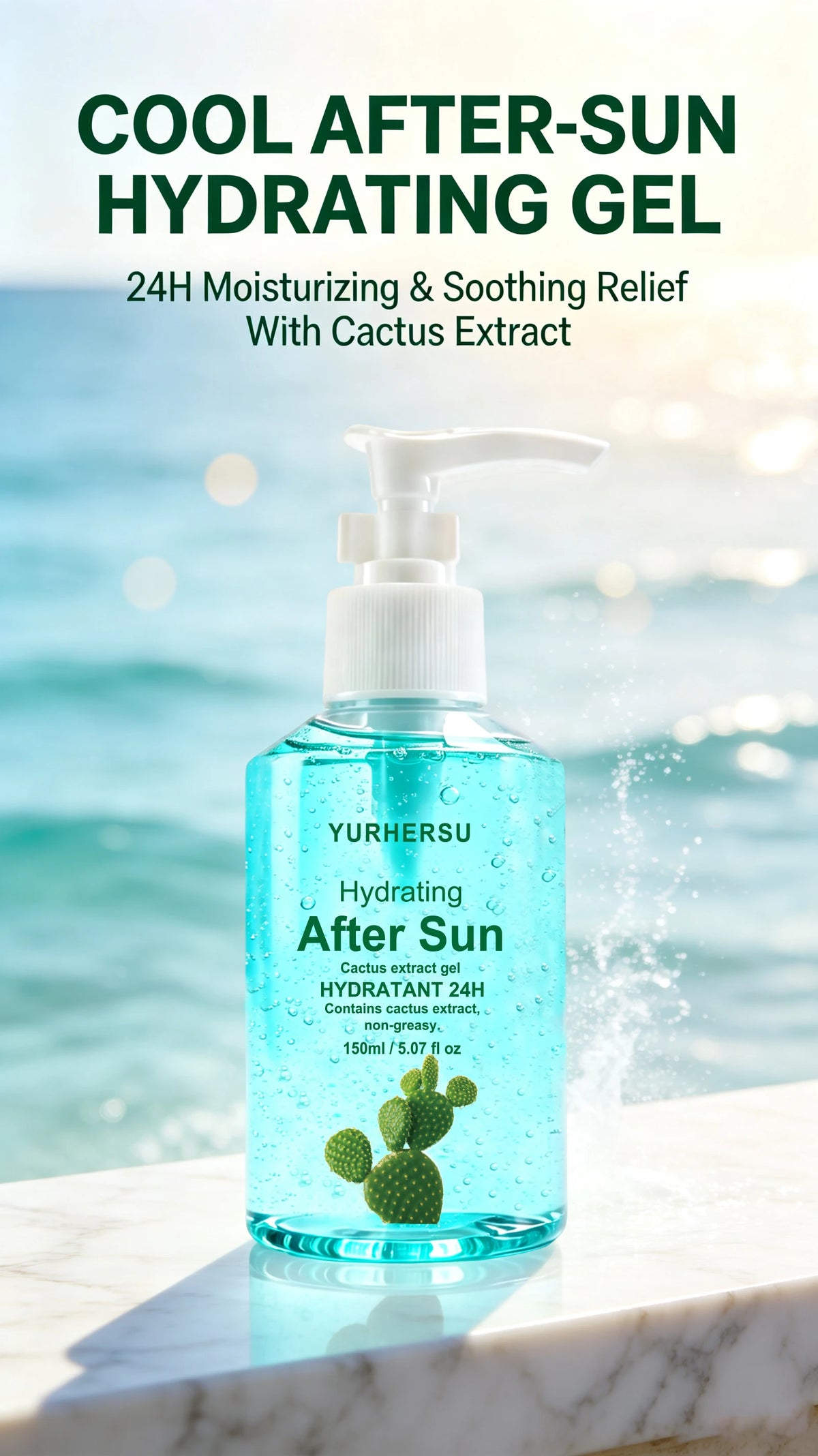 Soothing After Sun Gel，Daily Soothing Gel with Aloe Vera for Face and Body, Refreshing After-Sun Care
