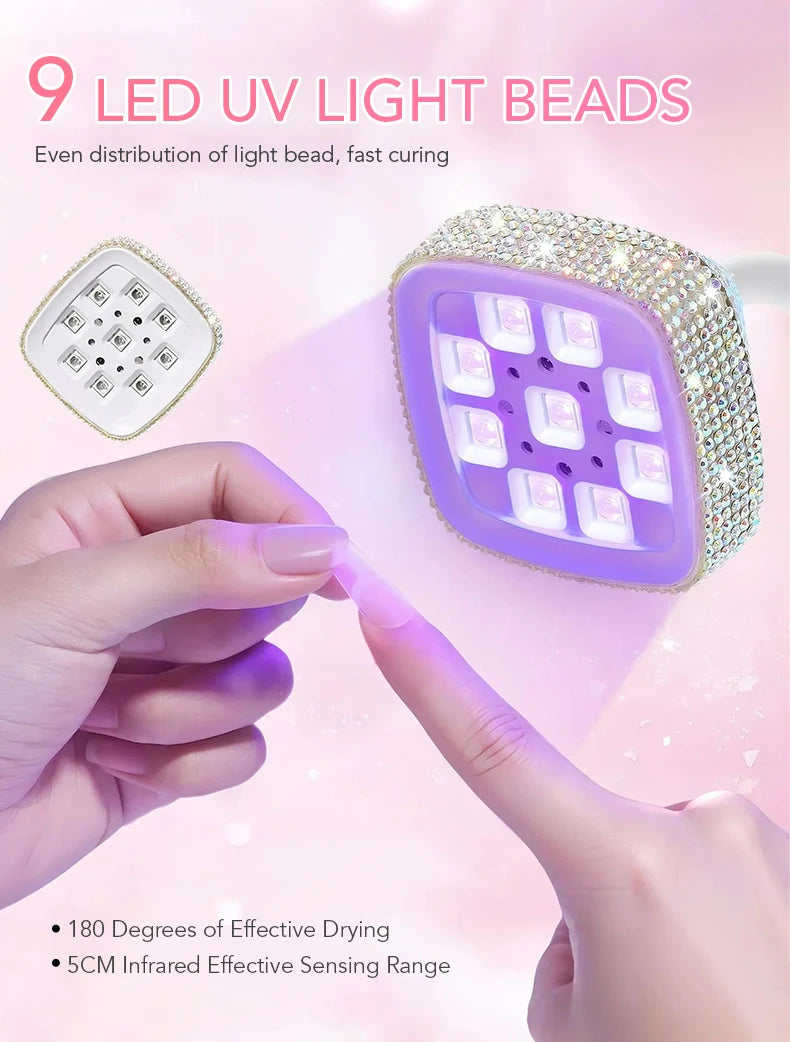 360 Bendable Professional Nail Lamp 9 LEDS UV Nail Dryer Auto Sensing Touch Control Fast Drying Nail Light  Nail Lamp