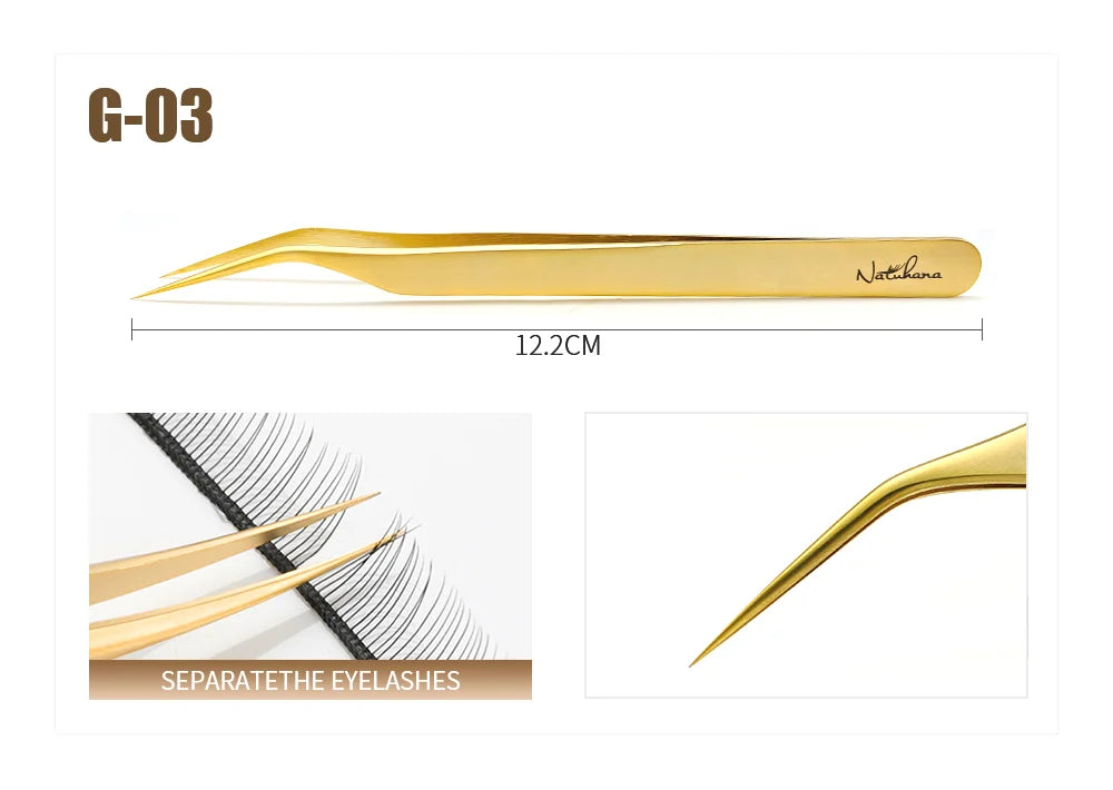 NATUHANA Professional for 3D Tweezers Stainless Steel Volume Eyebrow Tweezer False Eyelash Extension Tweezers for Makeup Tools
