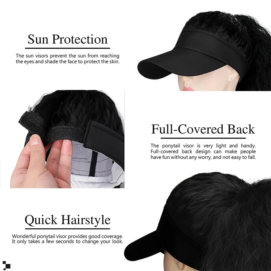 Synthetic Hat With Hair Attached For Women Ponytail Curly Hair Wig With Hair Cap Styling Baseball Baseball Cap Ponytail Hat Wig