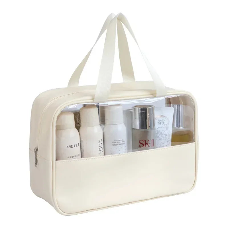 Women's Clear Makeup Bag Portable Travel Cosmetic Bag Large Capacity Bath Bag Multifunctional Waterproof Storage Compartment