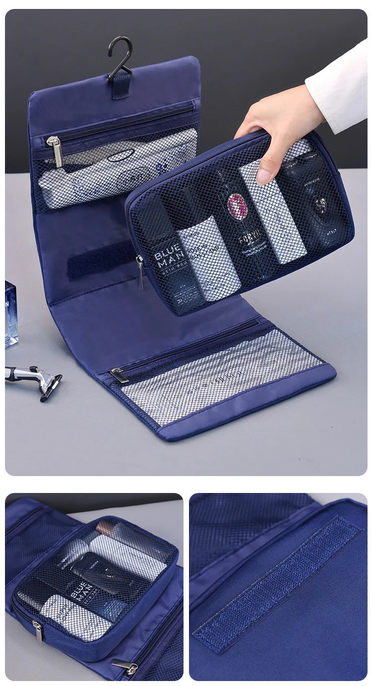 Foldable Toiletry Bag Organizer Hanging Storage Bags Bathroom Makeup Case Cosmetic Bag For Business Men Travel Organizers