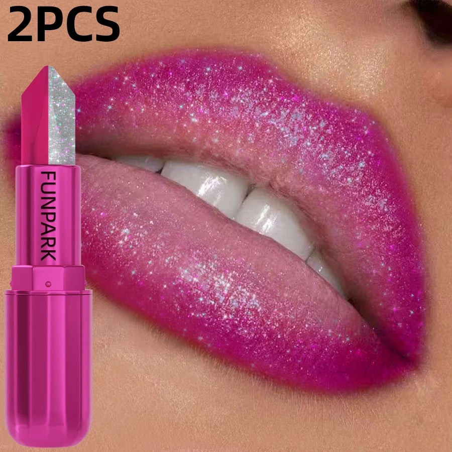 2pcs Sexy Glitter Two-tone Lipstick Matte Lipsticks Cosmetics Easy to Use Lip Tint Makeup Lip Rose Red High Pigment Sexy Red Lip Glaze Beauty