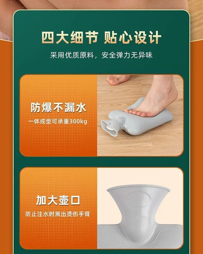 2025 Hot Water Bottle with Cover 1L for Bed Hand Foot Warmer Hot Water Bag Neck Shoulder Pain Menstrual Cramps Hot Compress