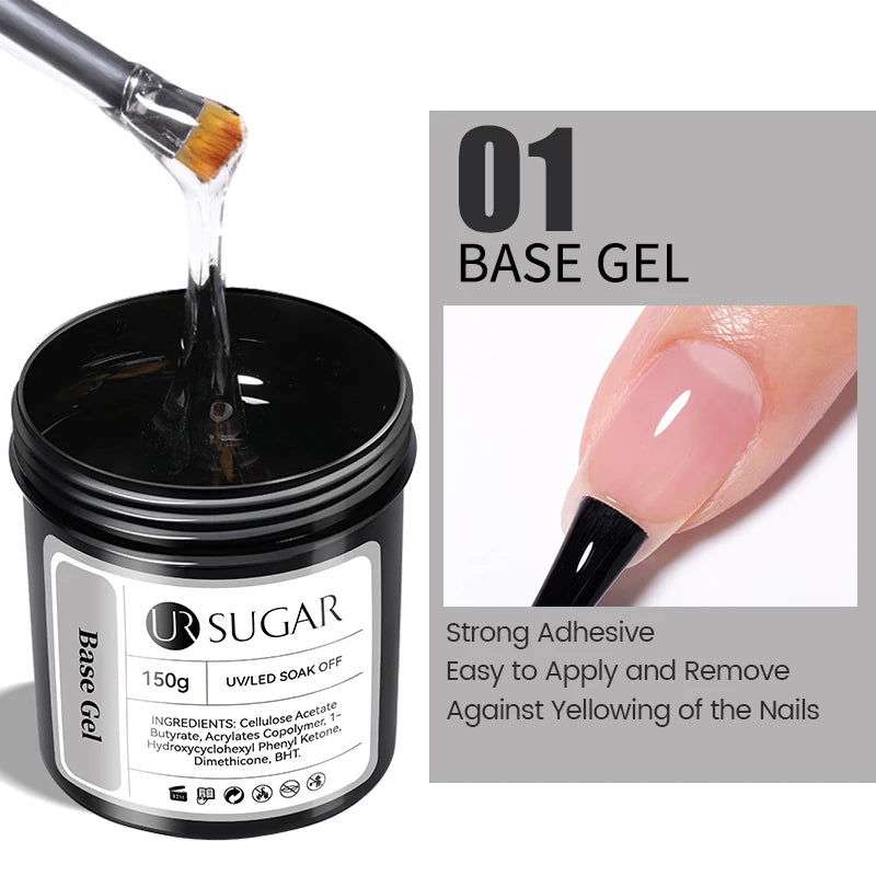 UR SUGAR 150g Jelly Gel Nail Extension Gel Milky White Nude Pink Quick Building UV Nail Hard Gels Self Leveling Construction Gel