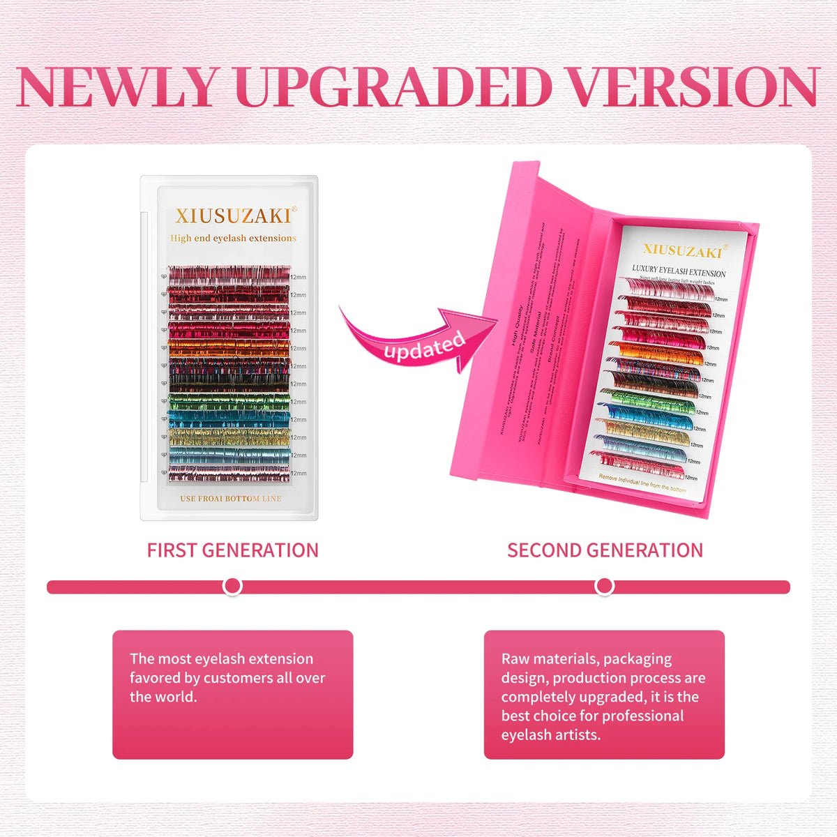 XIUSUZAKI Shiny Colorful Individual Eyelash Extension Classic Lashes Mixed Color Glitter Tinsel Christmas Eyelash Extensions