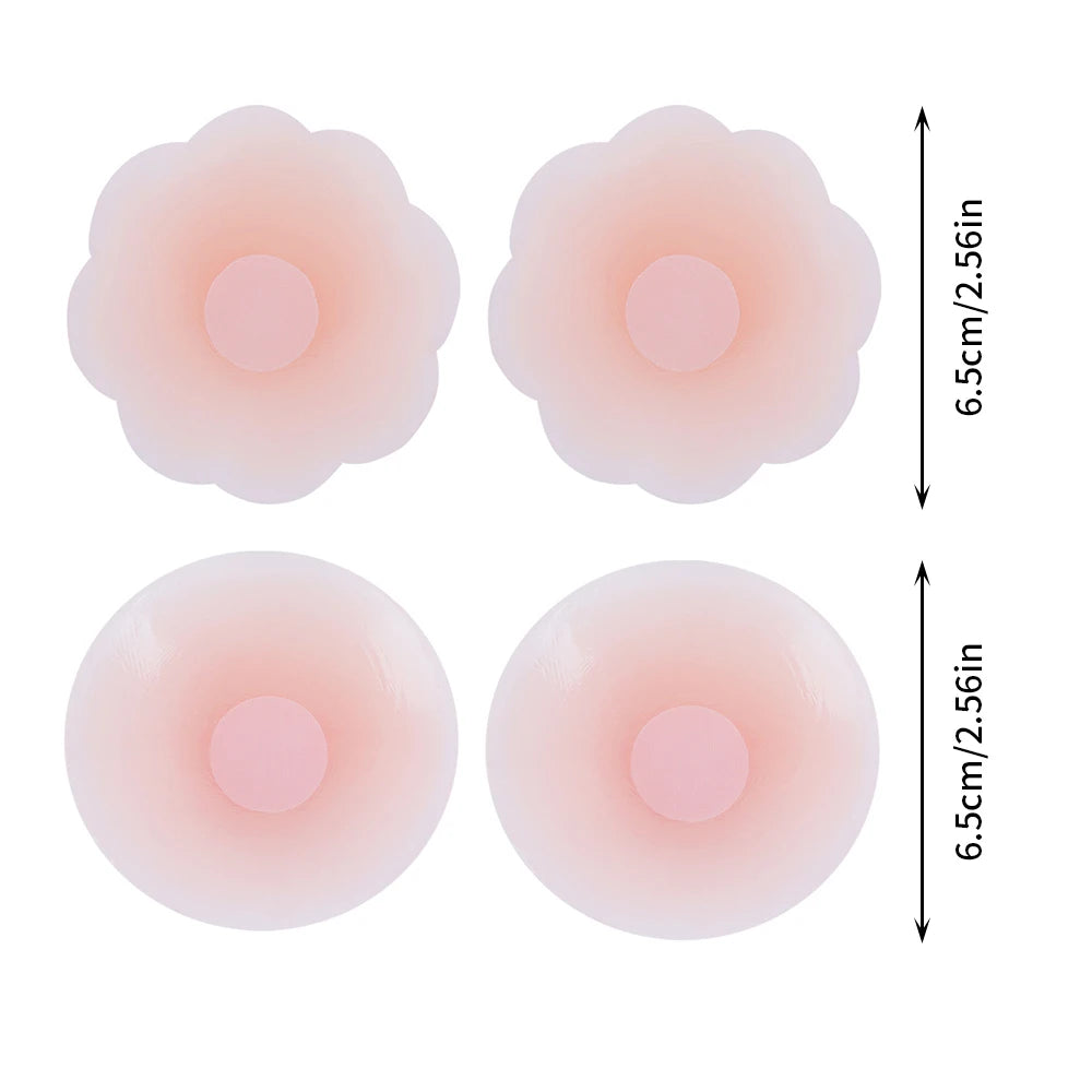 Round Reusable Breast Petals Lift Invisible Silicone Bra-less Pasties Pad Nipple Cover Invisible Petal Adhesive Stick on Bra