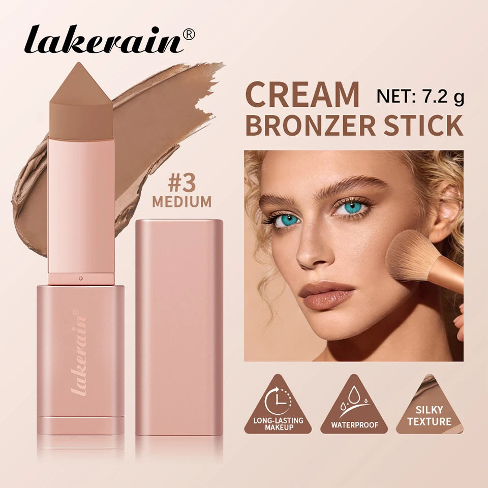 3D Bronzer Contour Stick Face Makeup Lasting Smooth Contour Bronzing & Contouring 2 IN 1 Creamy Bronze Stick Cosmetics 5 Colors
