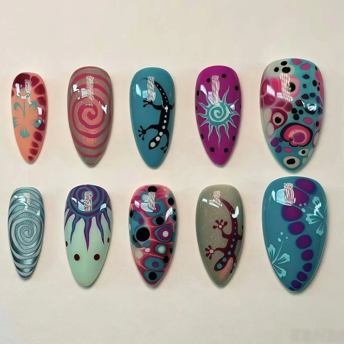 30pcs Halloween Press On Nails Gothic Skeleton Skull Spider Web Black Cat Haunted House Fake Nail Almond False Nail for Women