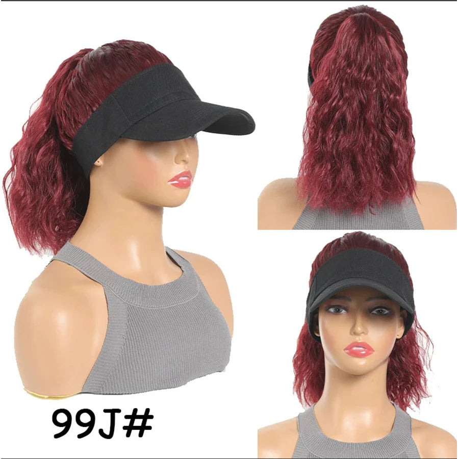 Synthetic Hat With Hair Attached For Women Ponytail Curly Hair Wig With Hair Cap Styling Baseball Baseball Cap Ponytail Hat Wig