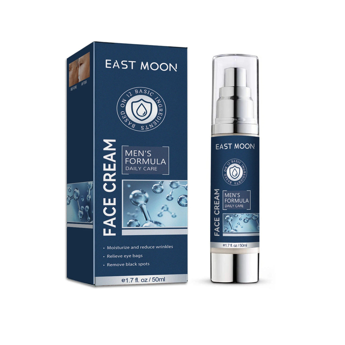 6 IN1 Men's Face Moisturizer Cream Hydrating Skin Lighten Dark Circles Anti-Puffiness Fade Fine Lines Brightening Facial Cream