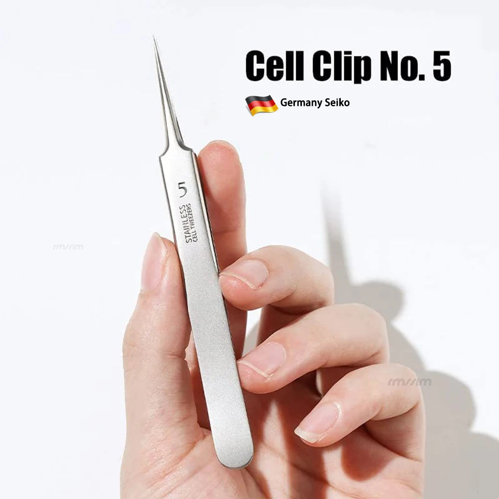 German Ultra-fine No. 5 Cell Pimples Blackhead Clip Tweezers Beauty Salon Special Facial Pore Cleaning Acne Wart Skin Care Tools