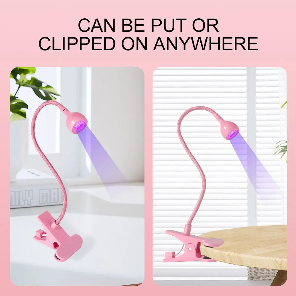 UV LED Light for Nails Polish Drying Lamp 360 Flexible Clip-on Desk Clip Mini USB Portable Nail Dryer Manicure Salon Tools