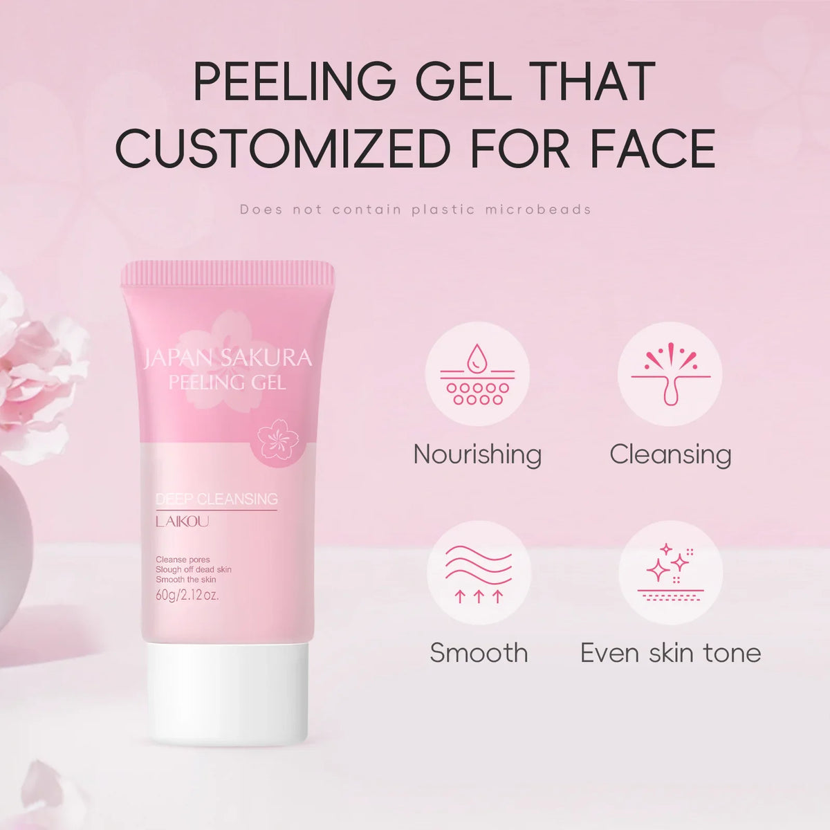 Laikou Japan Sakura Exfoliating Peeling Gel 60g, Gentle Face Body Scrub Deep Clean Remove Dead Skin Hydrating Smooth Skin Care
