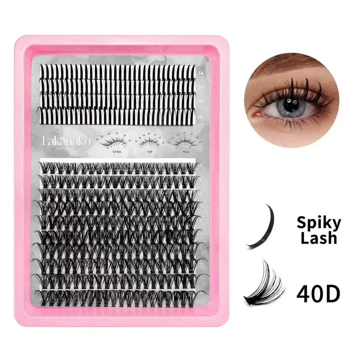 LAKANAKU Manga DIY Lashes Book Lash Cluster Tray Bottom Clusters Volume Set Eyelash Extensions Individual Eyelashes
