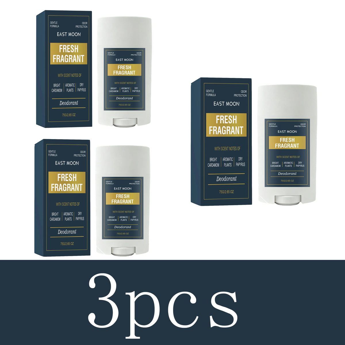 Fresh Fragrant Deodorant Stick for Men, Gentle Formula Odor Protection, Cardamom Papyrus Natural Scent Body Deodorant