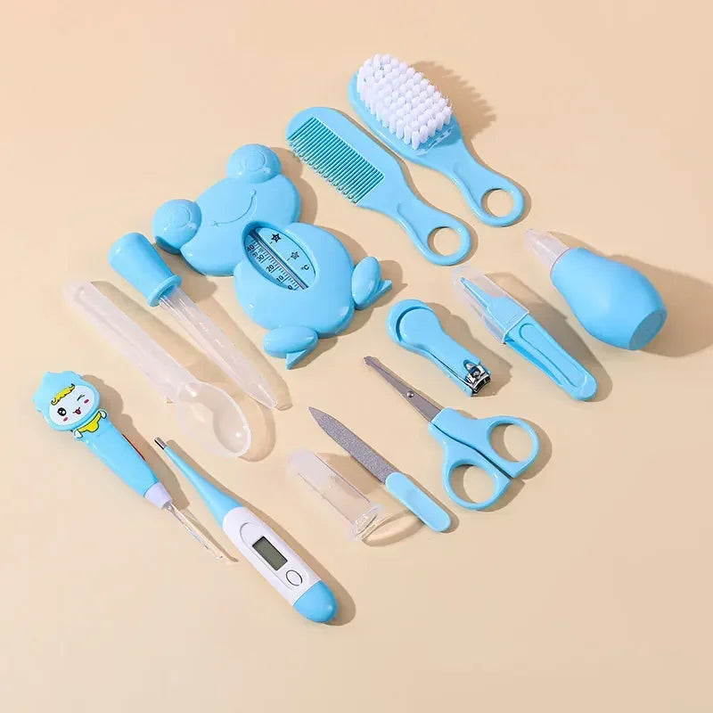 Baby Kit - 13PCS Wash Brush Thermometer Nail Clipper for Newborn Care Essentials Set with Hair Healthcare
