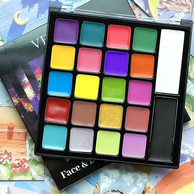 22 Color Face Body Painting Kit for Kids Adults,Face Paint Makeup Palette with Brush,Halloween Carnival Artist Cosplay Art Party